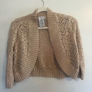 White Stag Beige Open-Front Knit Shrug